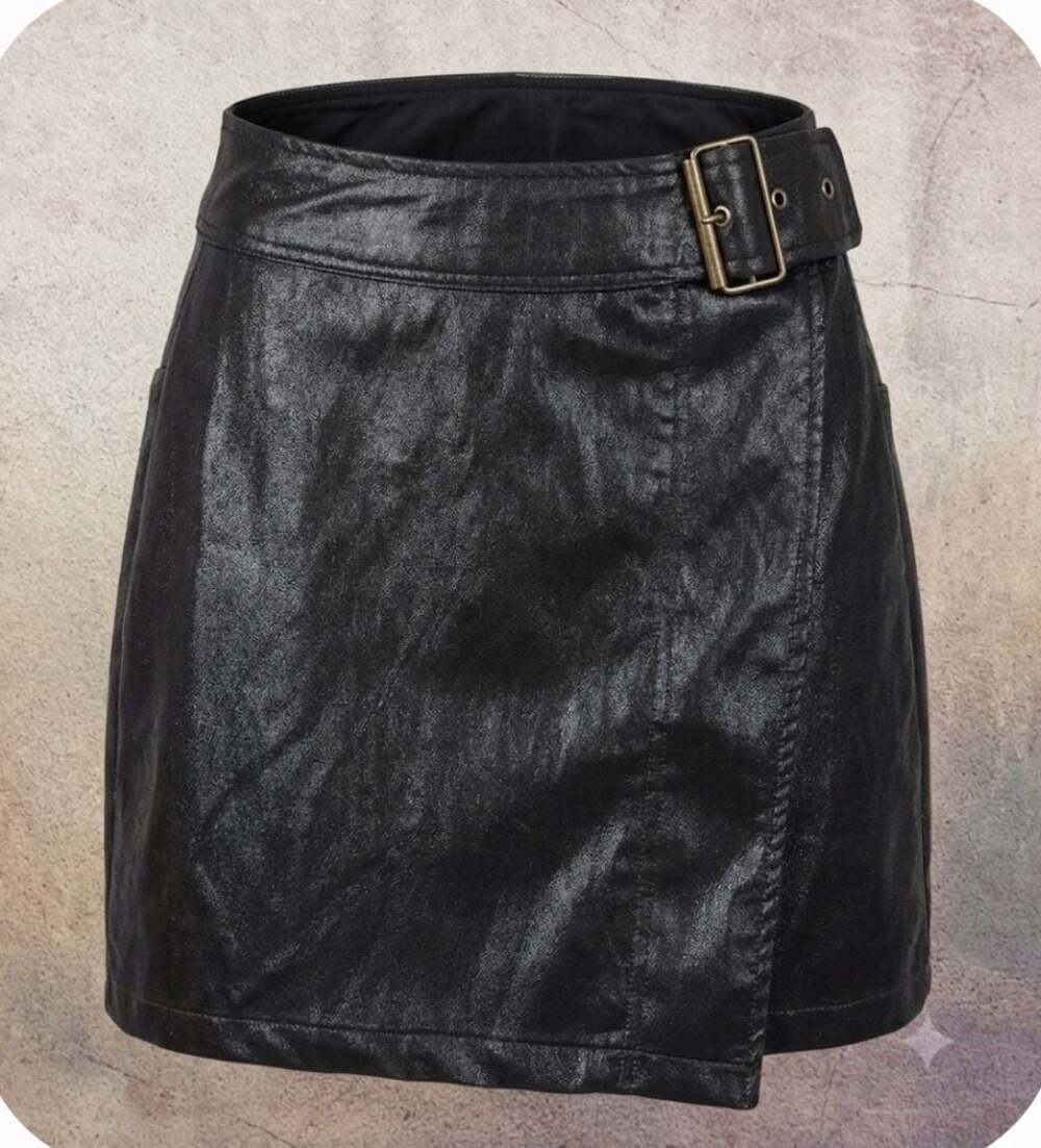 Chelsea & Violet Faux Leather Side Buckle Mini Skirt